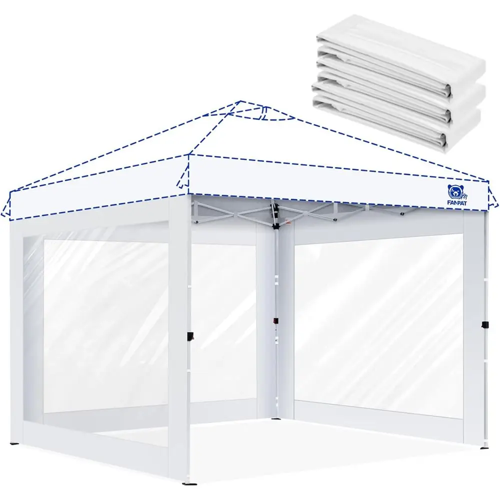 

3-Pack Clear 10x10 Tent Sidewalls, Transparent PVC Zippered Enclosure Fabric - White (Excluding Poles and Top)