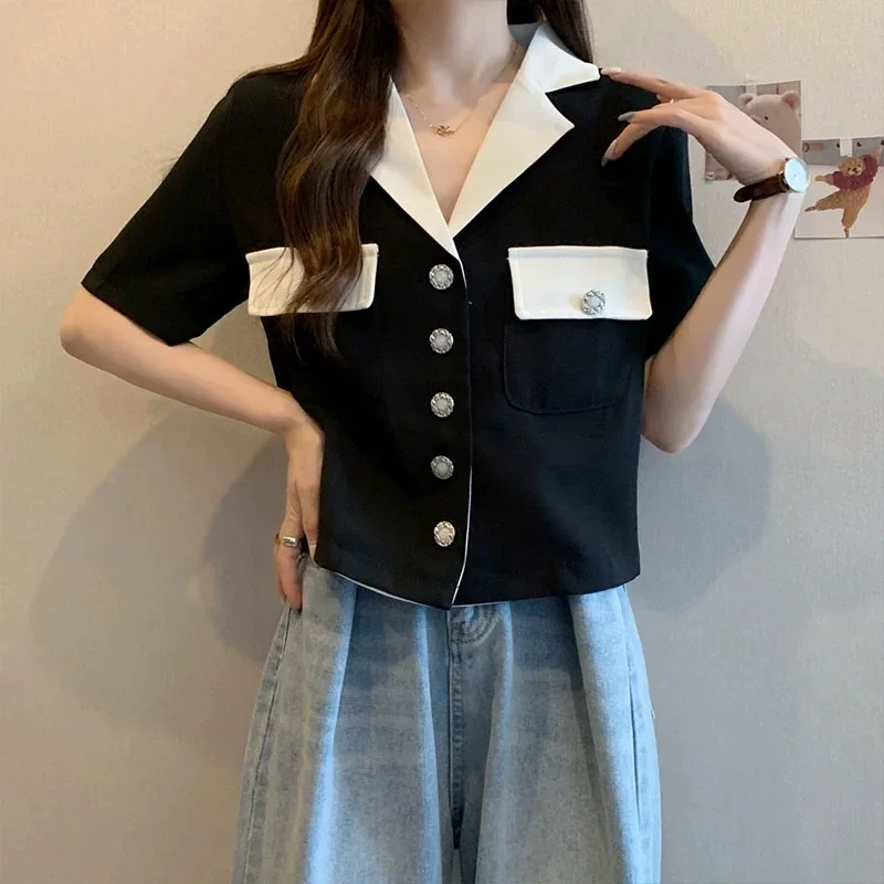 Celebrity Same Style Temperament Casual Senior Small Fragrance V-Neck Jacket Women\'s Fashion Show Thin Short-Sleeved Jacket