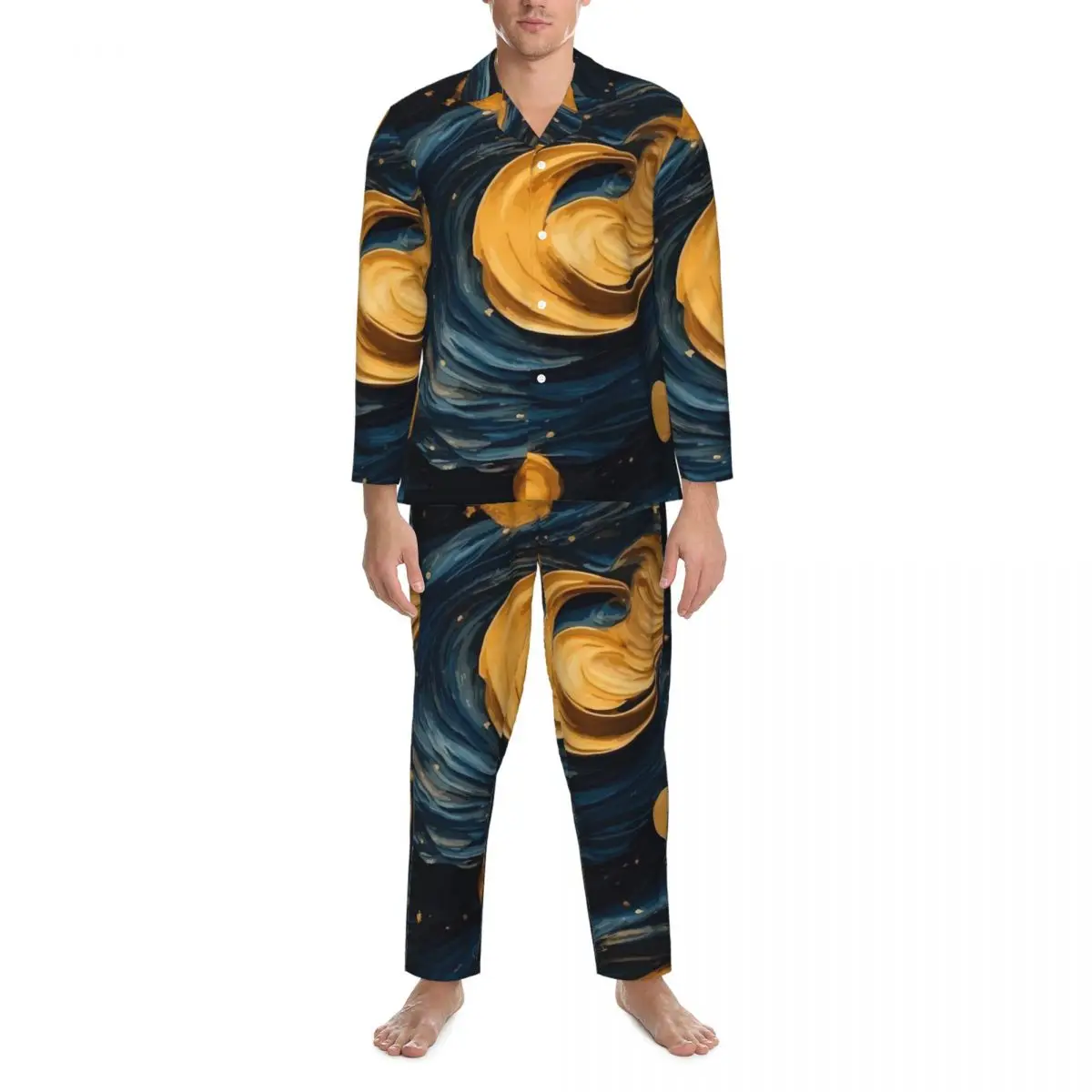 Van Gogh Art Pajama Sets Spring Warm Sleep Sleepwear Couple 2 Pieces Aesthetic Oversized Design Home Suit Gift Idea