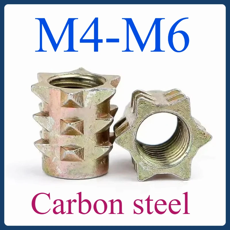 

10pcs Zinc Alloy Spike Nuts - M4×10 M6×10 Hardware Connectors for Furniture, Anti-Loosen Fasteners