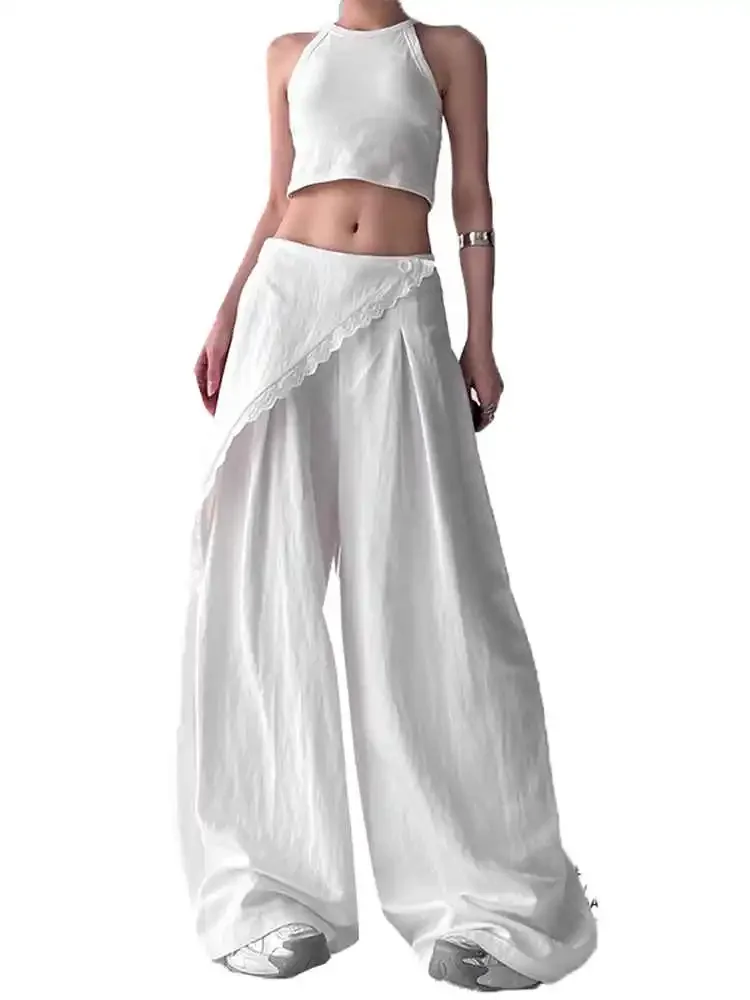 Spodnie Vintage Damskie Spódnica Kopertowa Oversize Spodnie Harajuku Japoński Styl Lata 2000 Y2k Vintage Spodnie Moda Jesień 2025 Ubrania