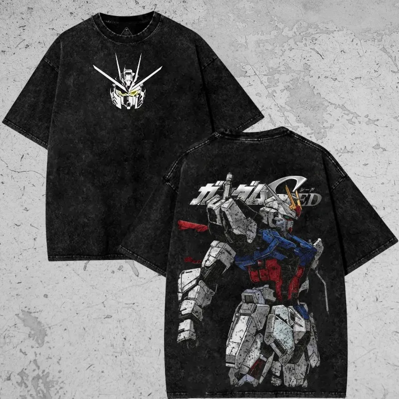 

Anime Pattern T-shirt, Gundam T-shirt - Retro Y2K T-shirt Japanese Anime Street Style T-shirt Men's T-shirt Unisex
