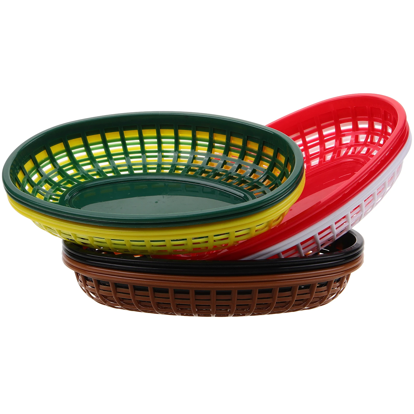 

12 Pcs Fast Food BasketPARTYReusable Plastic Smooth Edges Bright Colors Multi-function Fry Household Fruit Storage
