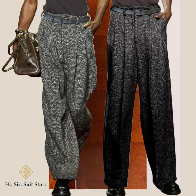 

Мужские повседневные брюки, длинные, свободного кроя, в рубчик, широкие штанины, осенне-зимняя новинка, прямые брюки в стиле Old Money