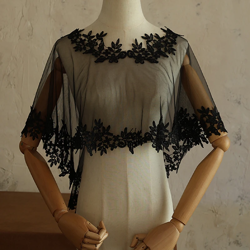 

Elegant Lace Applique Wedding Wraps Jewel Collar Front Short Long Back Marriage Party Dress Acessories