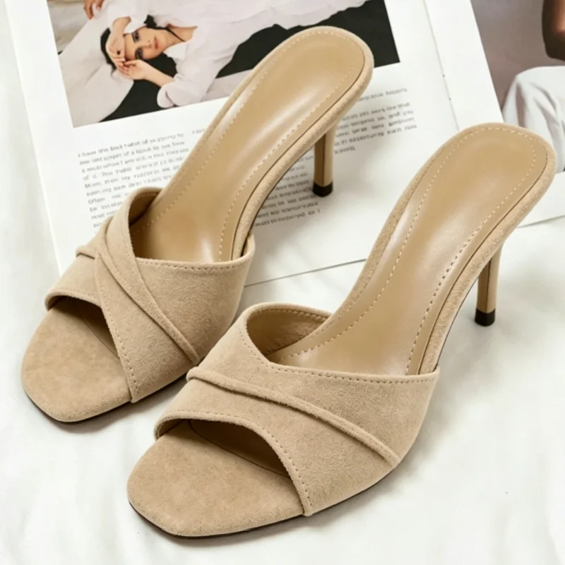 

Retro Pointed-toe Open-toe Sandals, fashion simple Slip-on Versatile High-heeled Sandals,premiun Texture Sexy Stiletto Sandals