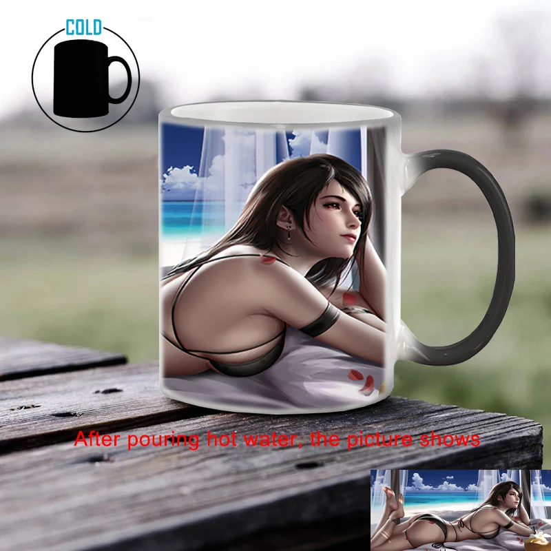Coffee Cups Sublimation Blanks Color Change Cup Student Breakfast Cup Girl in Thought Mug BSKT-012 Porcelain Mugs Free Shipping