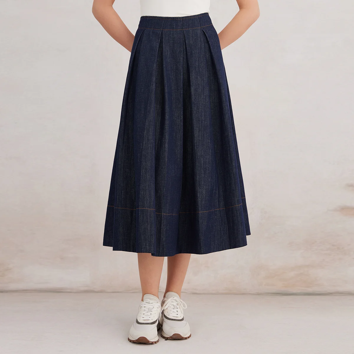 

K3043L High quality luxury women's clothing, cotton linen Tencel denim skirt