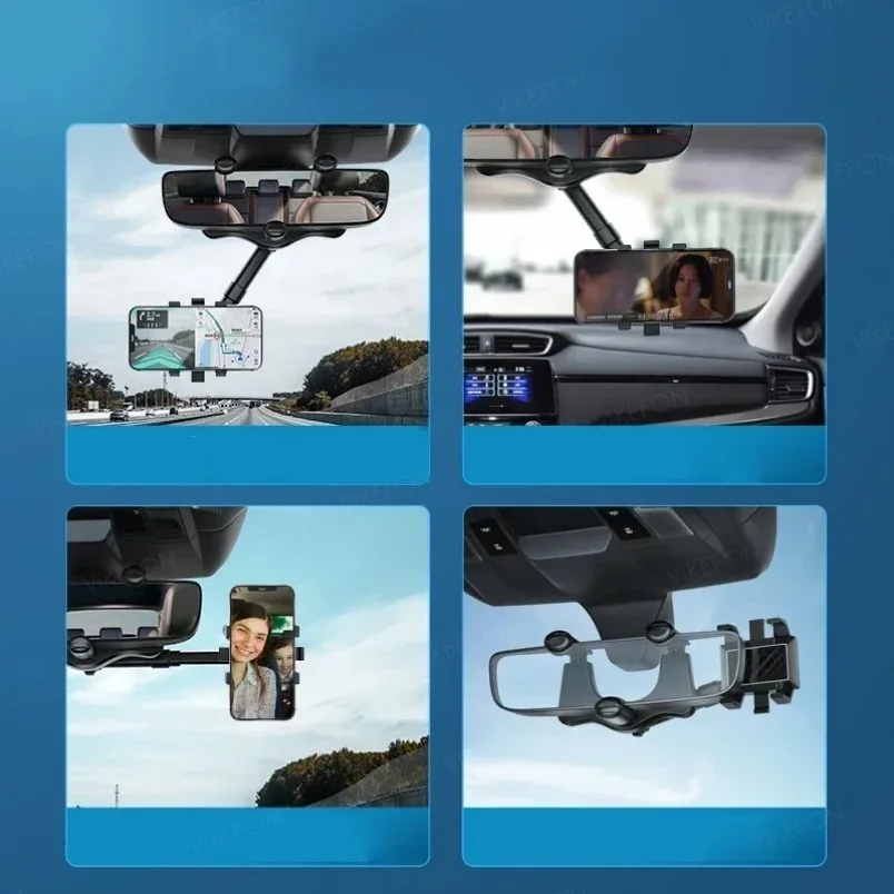 Rearview Mirror 360 Rotation Phone Holder Car Phone Mount Stable Gripper Smartphone Navigation Bracket For iPhone Samsung Xiaomi image 5