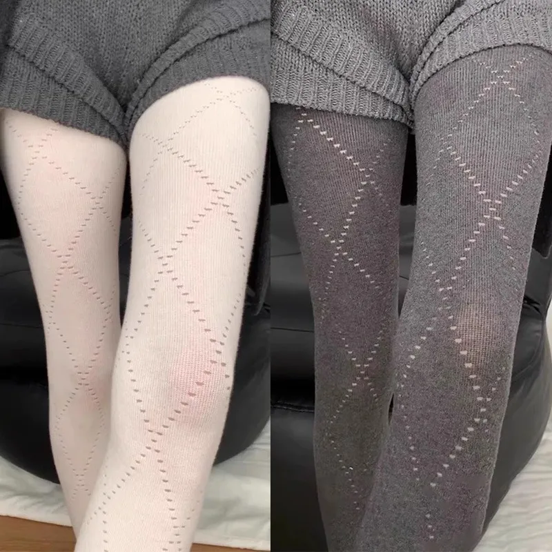 

Fashion Knitting Tights for Women Jacquard Knitted Hollow Out Pantyhose Harajuku Korean Leggings Japanese Lolita Jk Stockings