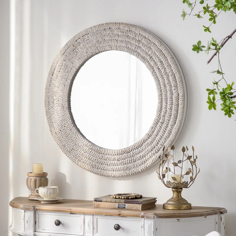 

American minimalist style round hanging carved decoration, cafe TV background decoration living