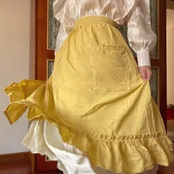 Half Length Apron Solid Color Bamboo Joint Cotton Super Cute Apron with Long Straps That Can Be Used As A Skirt