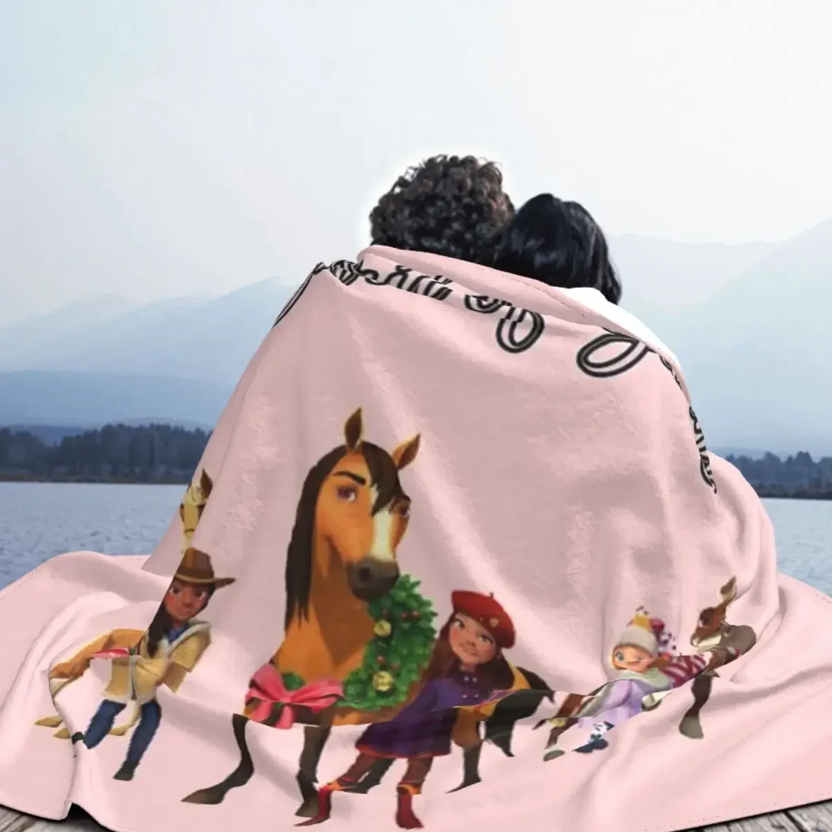 Spirit Riding Free Pink Blankets Fleece Spring Autumn Horses Cartoon Breathable Warm Throw Blanket for Bed Outdoor Bedspread