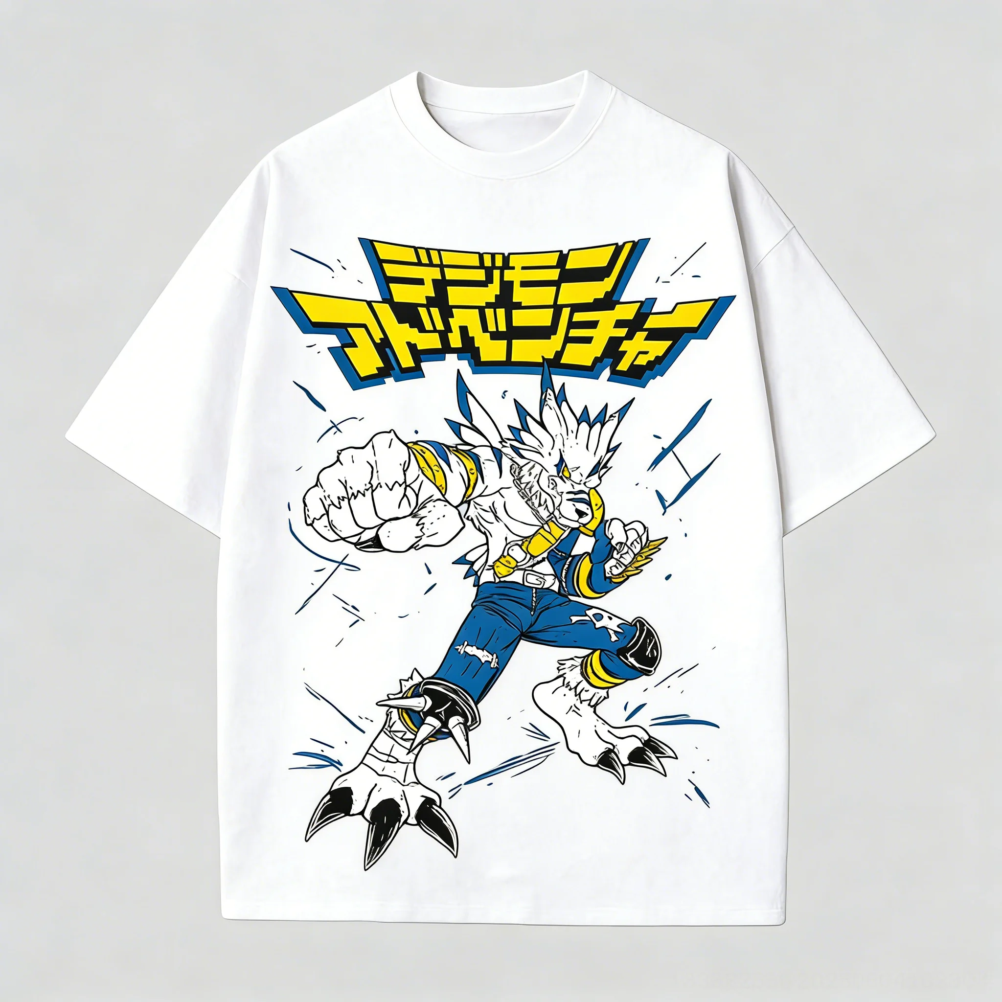 Men's Digimon Garurumon Anime T-Shirt Black Cotton JI KING OF WARRIORS Graphic Print for Casual Otaku Daily Streetwear Campus