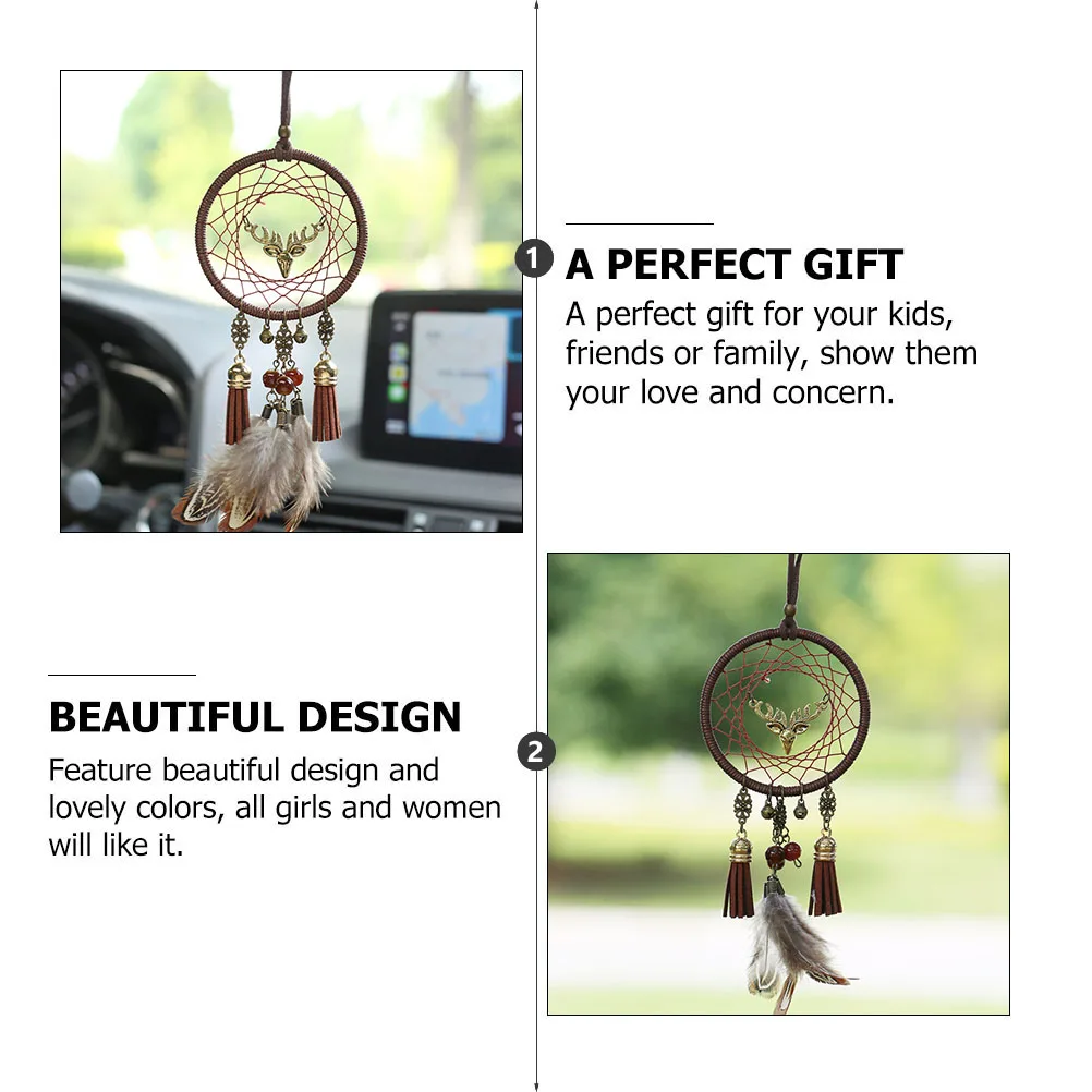 

Deer Head Pendant Dreamcatcher Hanging Decor Car Room Art Ornaments Wall Hangings Home Decoration Meaningful Gift