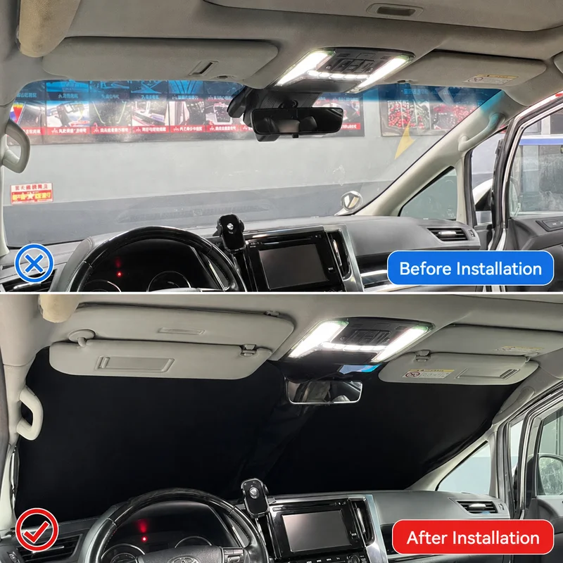 Car Windshield Sunshade for Toyota Alphard Vellfire 30 40 Series Double Layer Front Window Sun Shade Aluminum Foil Accessories