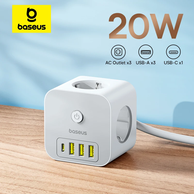 Baseus-急速充電器電源タップ,デスクトップ充電ステーション,pd 20w USB-C 3ac出力,iphone 15, 14,タブレット用