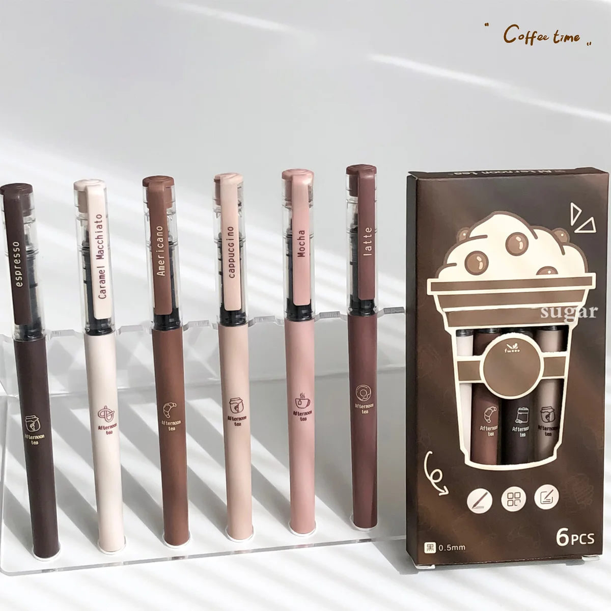 

6pcs Large-Capacity Gel Pen Set, 0.5mm Quick-Drying Black Ink Pen Fine Point Pen, Liquid Roller Ball Pen, Student Writing Diary