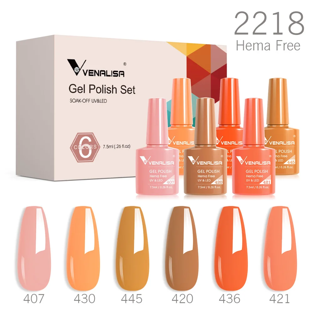 6pcs/kit VENALISA Valentijnsdagcollectie Mooie roze nagels HEMA GRATIS TPO GRATIS Losweken UV LED Semi-permanente set Gellak