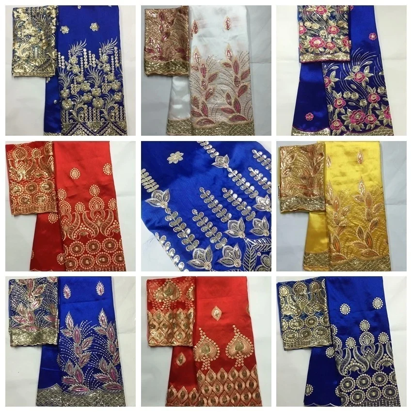 

Royal Blue Indian George Fabrics New High Quality African George Lace Fabric With Guipure Handcut Sequins George Lace For Party