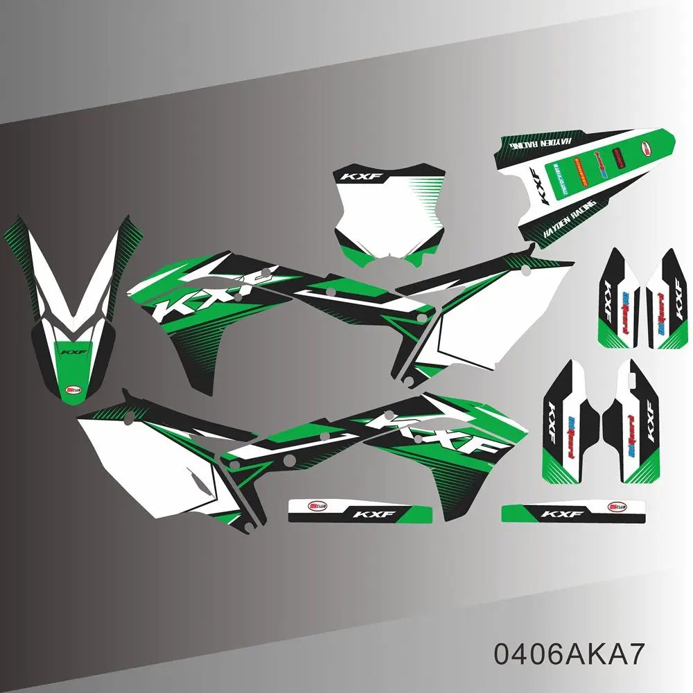 For Kawasaki KX250F KXF250 KXF 250 KX 250F 2017 2018 2019 2020 Full Graphics Decals Stickers Motorcycle Background Custom Number