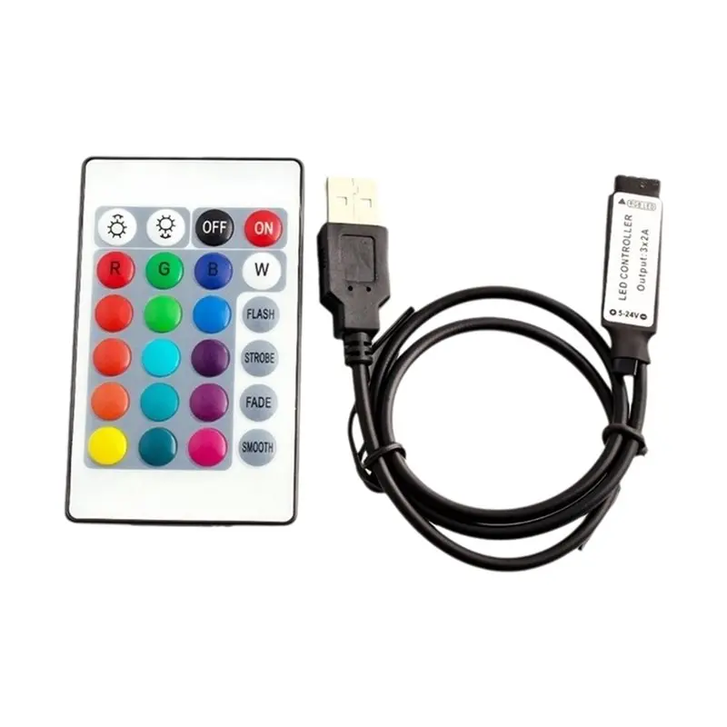 

【DIGITAL GADGET】3X RGB Controller DC5V USB 5V 24 Keys RF Remote Wireless Controller For COB SMD 3528 5050 RGB Tape Lights