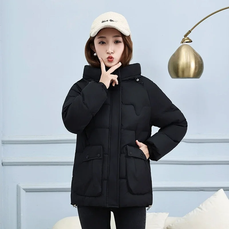 

2025 New Women Parkas Winter Coat Hooded Thicken Warm Down Cotton Jacket Loose Parka Cotton Padded Jacket Outwear Female Tops
