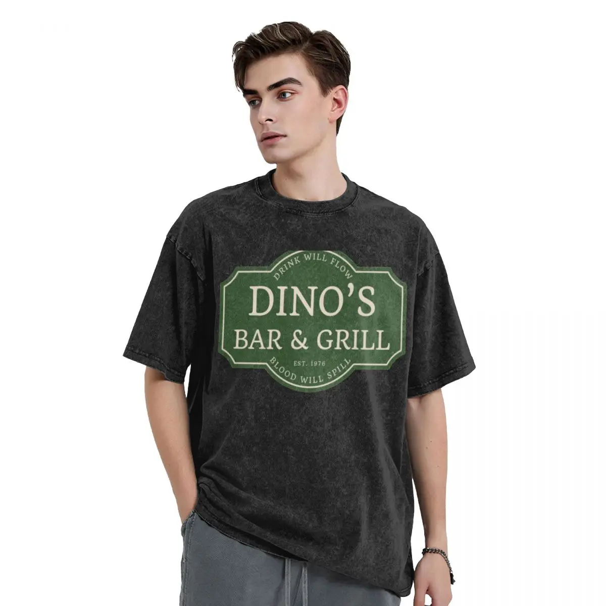 Dino_s Bar and Grill T-Shirt boys whites rapper graphic tees basketball graphic tees mens t shirts casual stylish