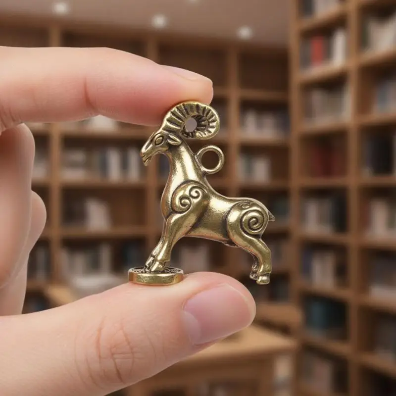 Chinese Zodiac Goat Sculpture Step On Money Sheep Figurine Brass Animal Statue Desktop Ornament Wealth Fengshui For Home Decor