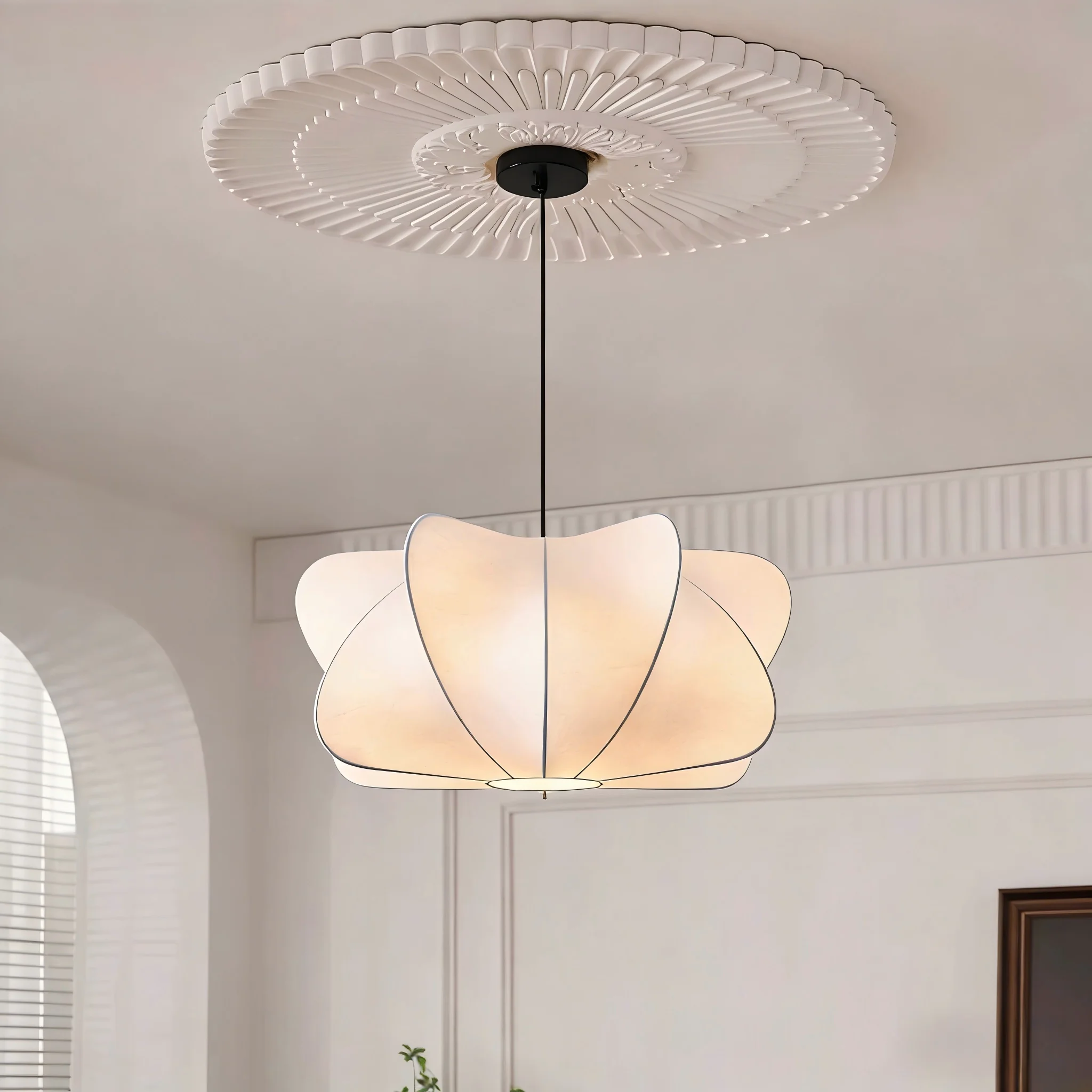 Luminária Pendente de Seda Estilo Wabi-sabi, Design Retrô Japonês com Hélice, 110-240V, para Sala de Jantar, Bar, Sala de Chá, Lâmpada Zen, Luminária LED para Casa