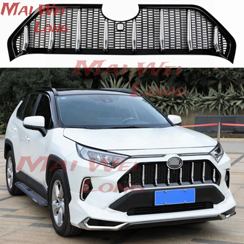 For Toyota RAV4 2019 2020 2021 5th China open refitted Martha Black Knight mesh grille front Center Grill decoration accessories