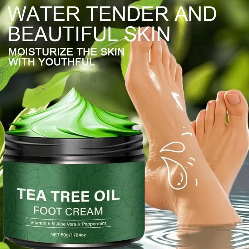 Tea Tree Oil Foot Cream Vitamin E & Aloe Vera & Peppermint Deep Moisturizing Long-Lasting Cracking Repair Nourish Skin Care