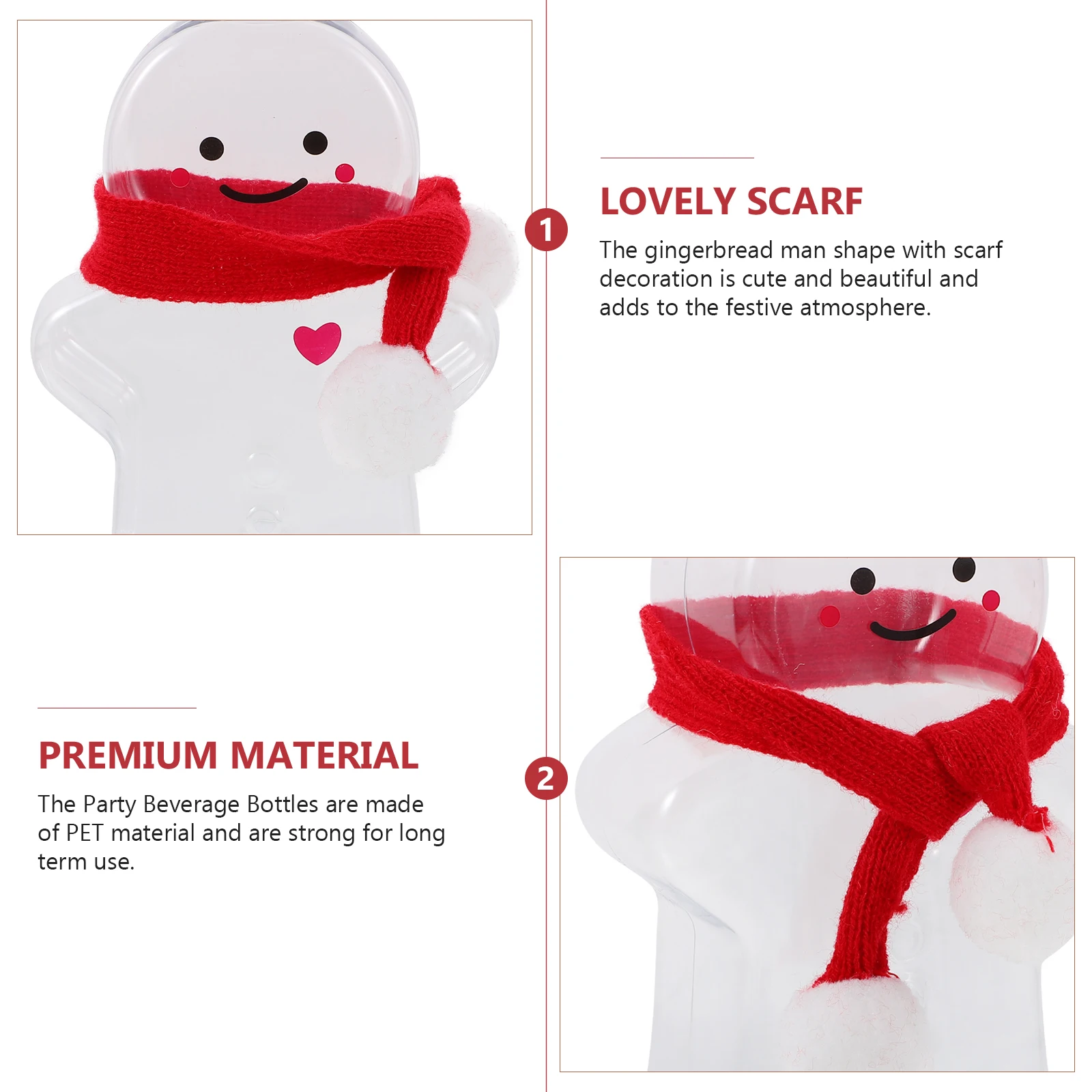 

10 Sets Beverage Bottle Gift Packaging Christmas Containers Gingerbread Man Juice Bottles Plastic The Pet with Cap Decorative