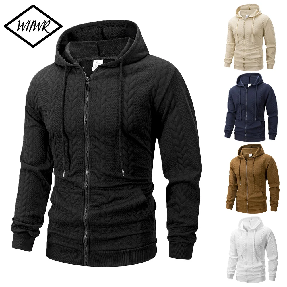 

Autumn and Winter New Men's Hoodies Jackets Cardigan Fashion Casual Knitted Sweatercoat Mens Solid Color Slim Sweater Jackets