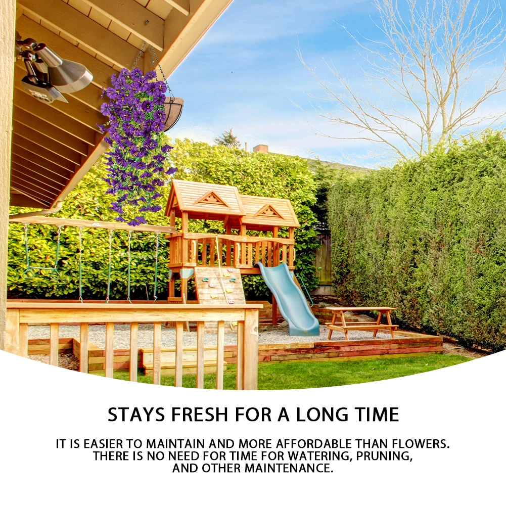 

4 шт., лозы Morning Glory, устойчивые к ультрафиолетовому излучению, реалистичные подвесные растения, искусственные цветы для сада, крыльца, патио, балкона, двора, декор