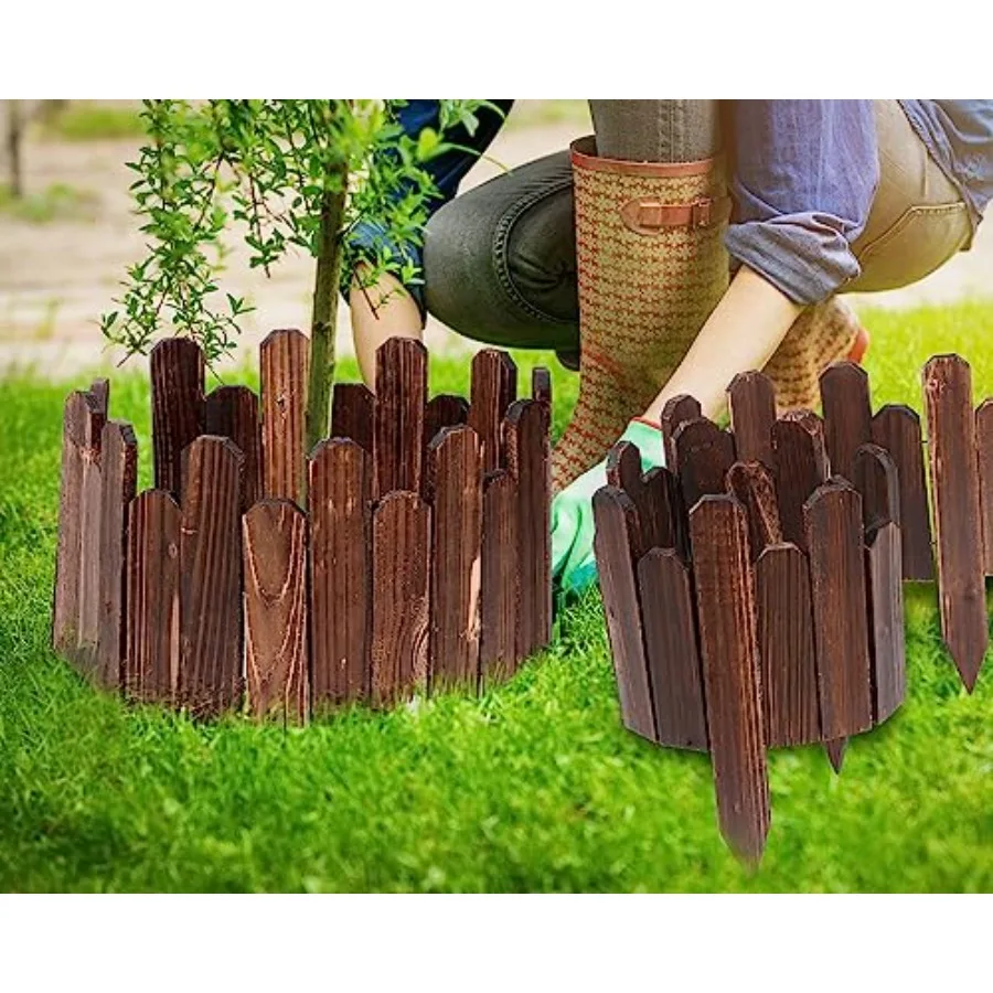 title:Pack Wood Garden Edging Border Outdoor Flexible Landscape Border Fence Decorative Lawn Edging with Gloves for Flower Bed view 5