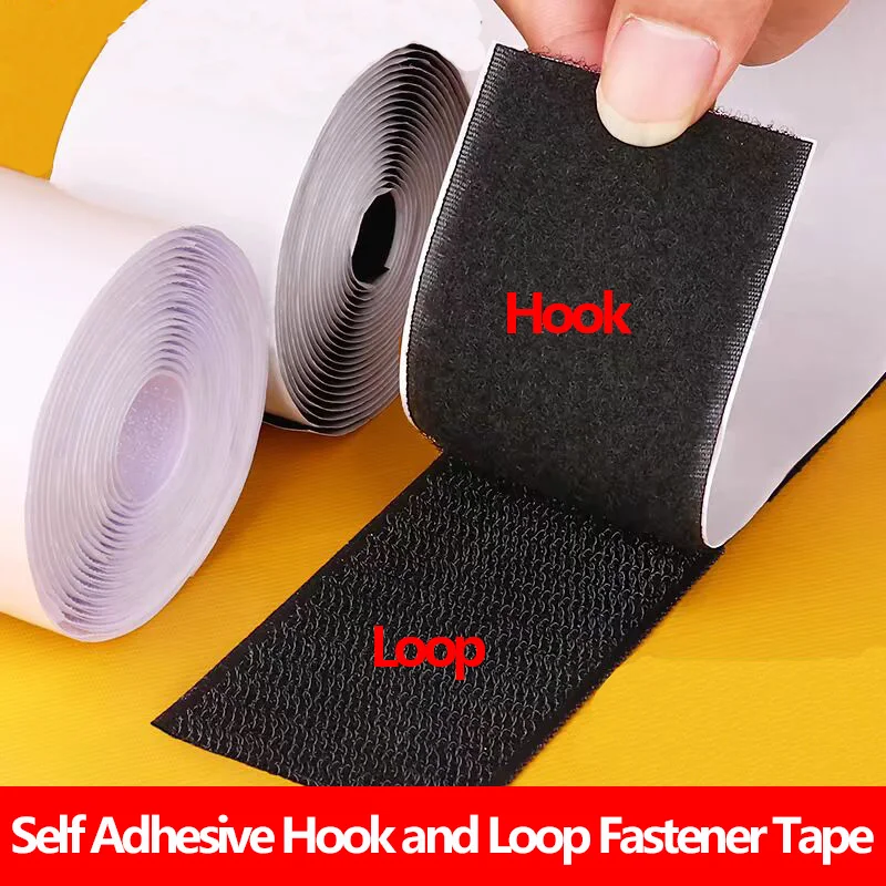 

2/3CM Strong Self-adhesive Fastener Tape Hook and Loop Magic Nylon Sticker Tape Adhesive with Glue for DIY Craft 3/5M BlackWhite