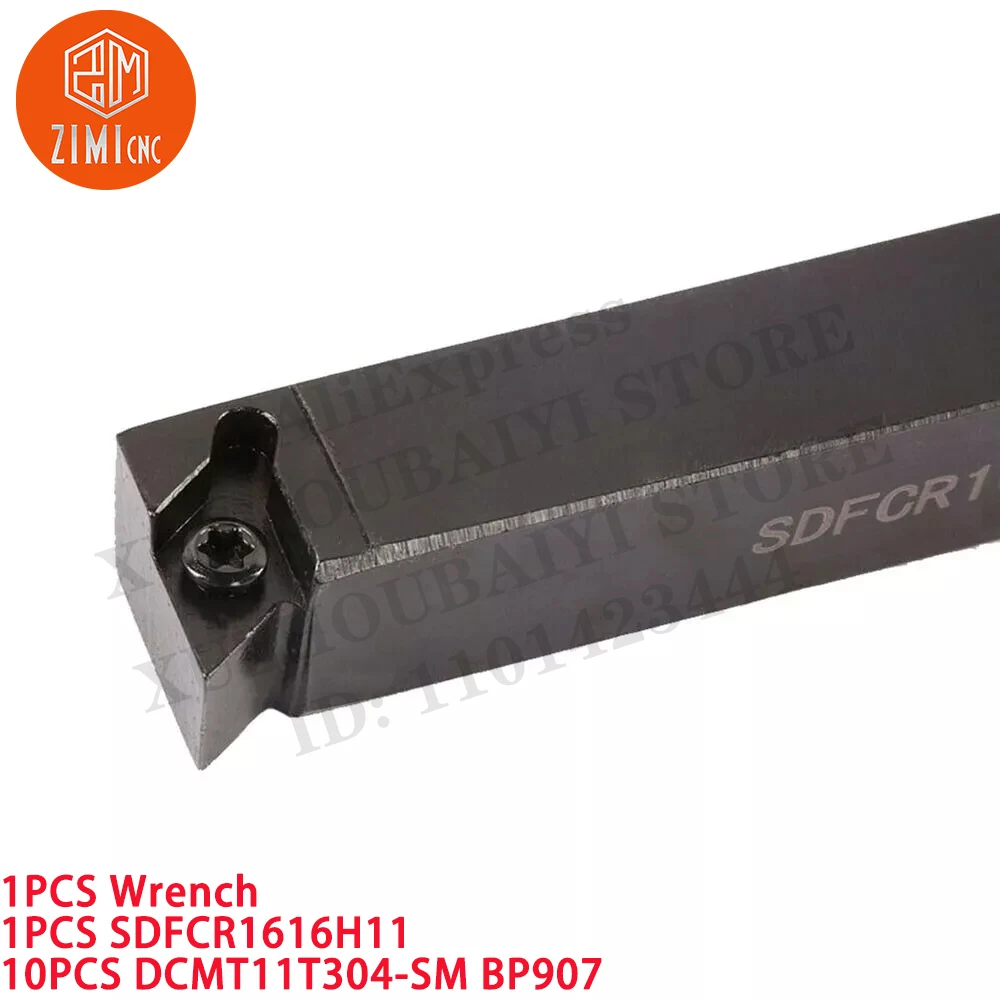 1PCS SDFCR1616H11 Externe draaigereedschaphouder +10 stuks DCMT11T304-SM Carbide-inzetstukken CNC-gereedschap metaaldraaibank mechanisch snijgereedschap