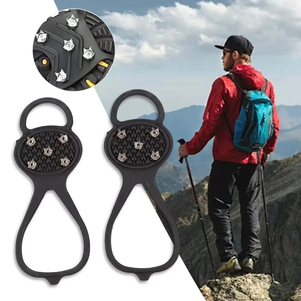 1 Pair New 5/8 Teeth Ice Gripper Spike Universal Anti-Slip Shoes Crampons Spike Climbing Crampon Winter Outdoor view 4