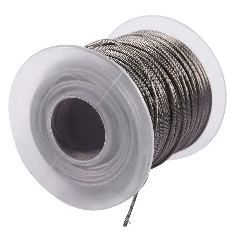 CYCLI-3X Hoisting Lifting 7X7 1Mm Dia Stainless Steel Flexible Wire Rope 177Ft