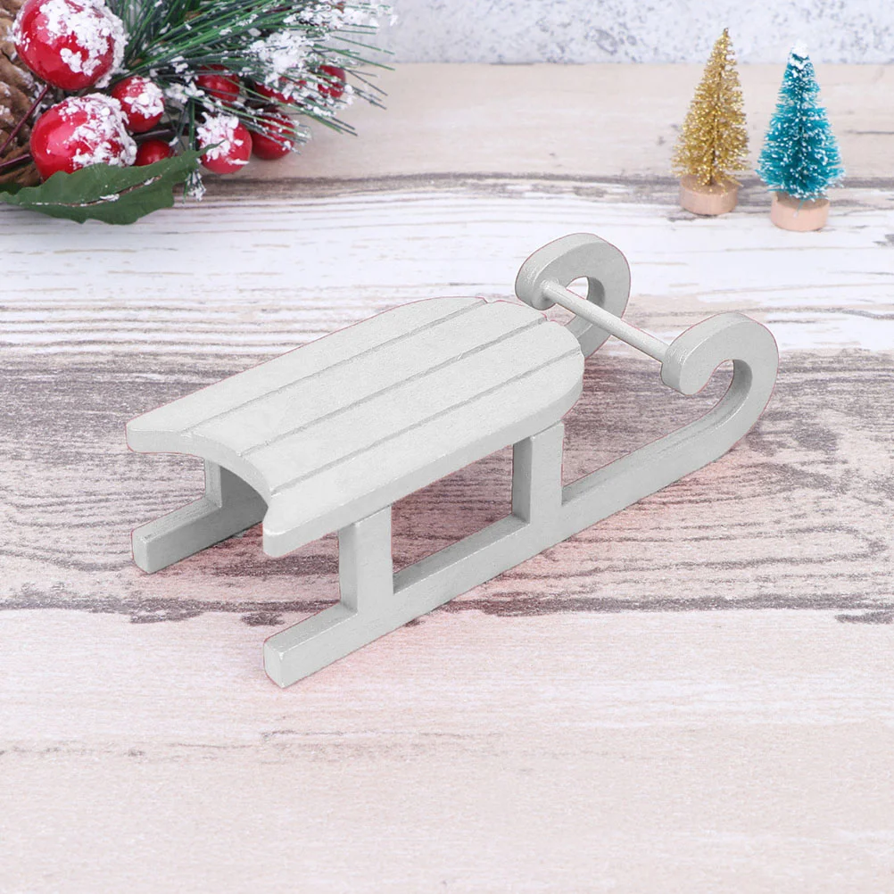 2 PCS Christmas Sleigh Ornaments Wooden Sled Adornment Decor Xmas Desktop Decoration Outdoor