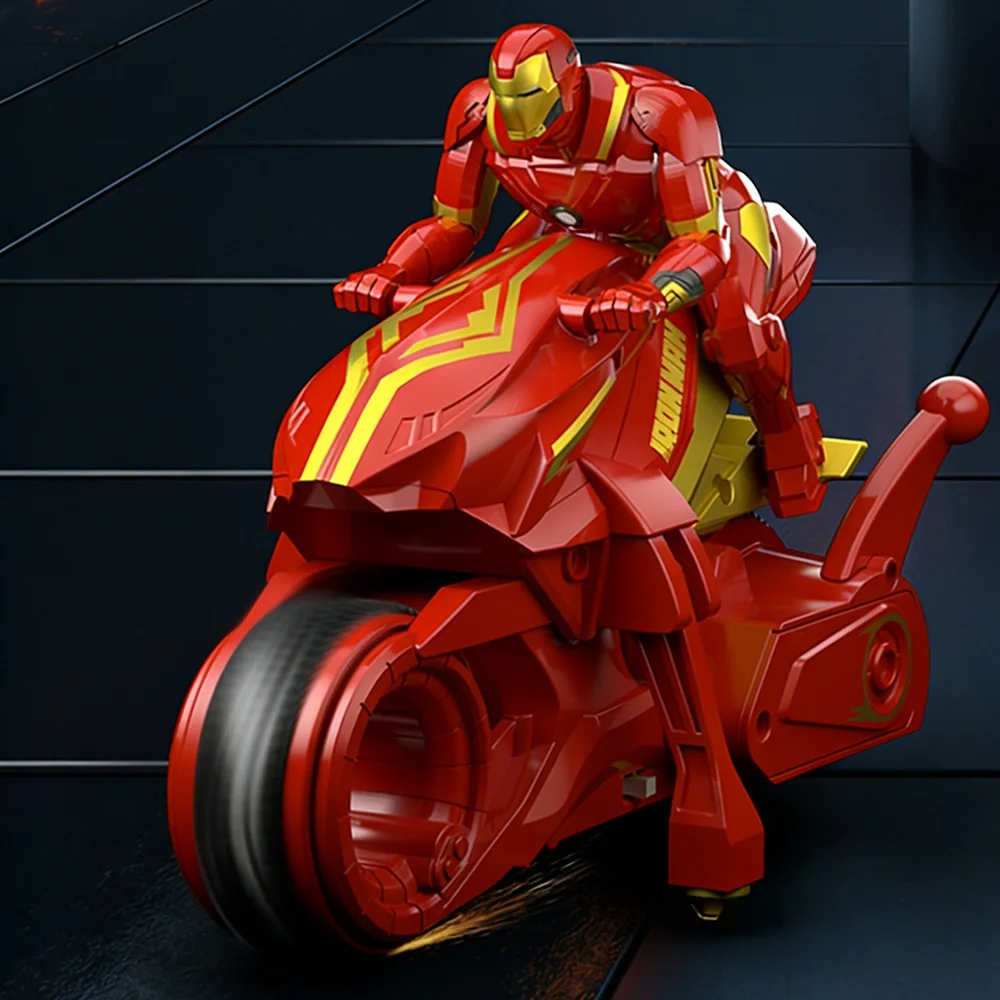 

Оригинальный радиоуправляемый трюковый мотоцикл Marvel: Железный человек и Капитан Америка из Мстителей, крутая дрифт-машинка, игрушки для мальчиков, подарки