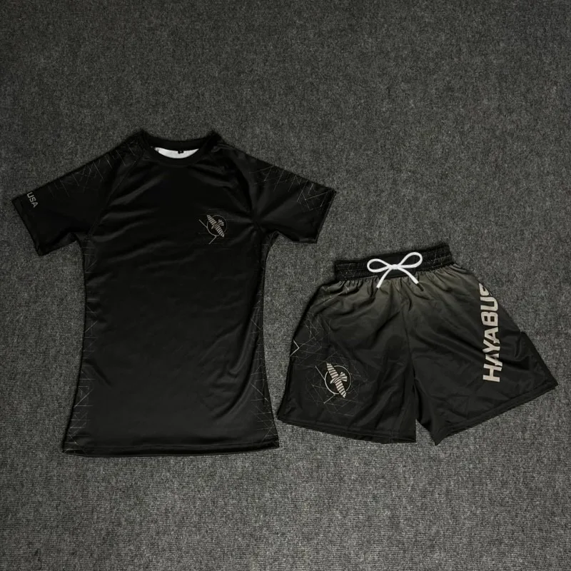 

2026 Summer New Fitness Tracksuit, Y2K High Elasticity and Wear-Resistant, Short-Sleeve + Shorts, Unisex Combat Training Suit