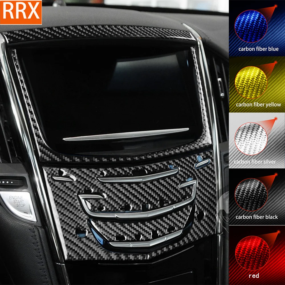 For Cadillac Ats 2013-2019 Center Dashbaord Control Panel Set Trim Cover Parts Soft Real Carbon Sticker Car Interior Accessories