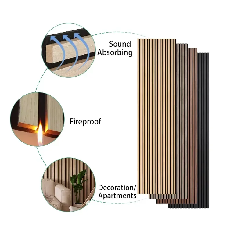 American Overseas Wall Paneling Interior Decor Warehouses Fast in Logistics Black Wooden Acoustic Wall Panels