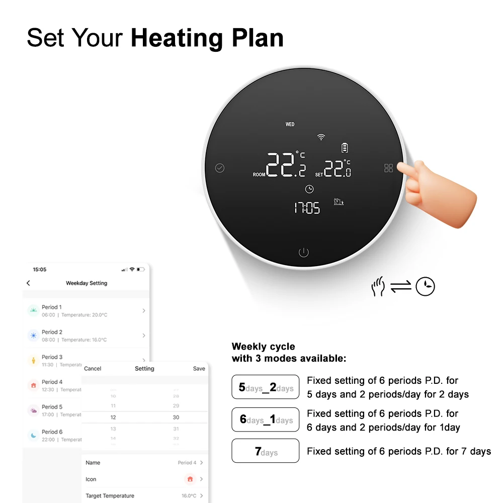 Termostato inalámbrico Wifi para caldera de Gas, calefacción, batería Tuya, receptor inalámbrico RF, controlador de temperatura, Alice, Google Home