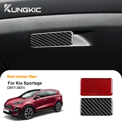 Real Soft Carbon Fiber For Kia Sportage QL 2017 2018 2019 2020 2021 Car Passenger Storage Glove Box Panel Handle Cover Sticker