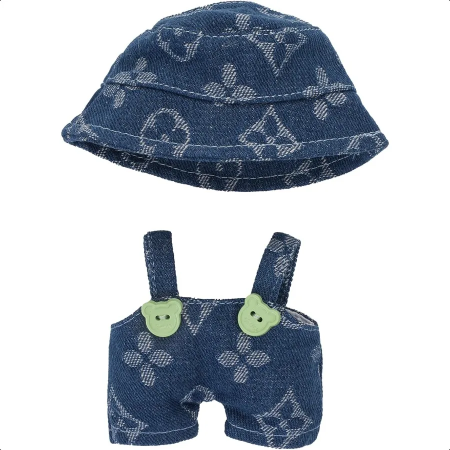 

17cm Doll Clothes Set No Doll Adjustable Kawaii Fashion Outfit Premium Cotton Hat Overalls for 17cm Accories Play Display Holid