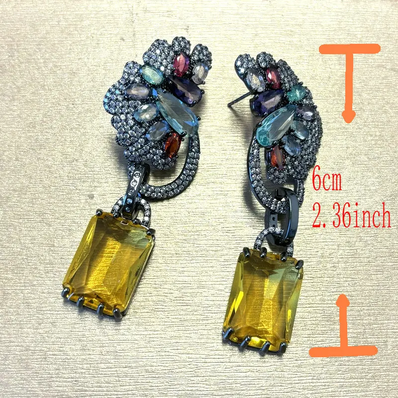Bilincolor Long Colored Butterfly Crystal Earrings for Women
