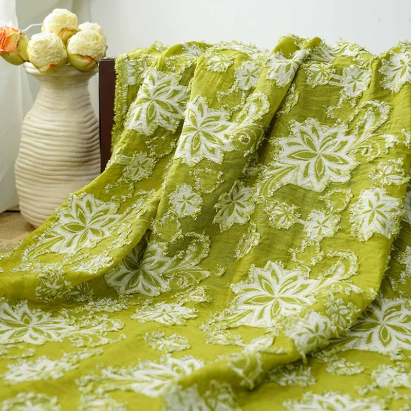 

1meter Shimmer Floral Short Tassel Fengwei Jacquard Fabric Elegant Skirt Shirt Hanfu Qipao Chinese Style Handmade DIY Material